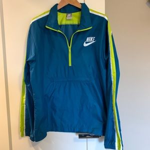 Nike blue green windbreaker quarter zip L